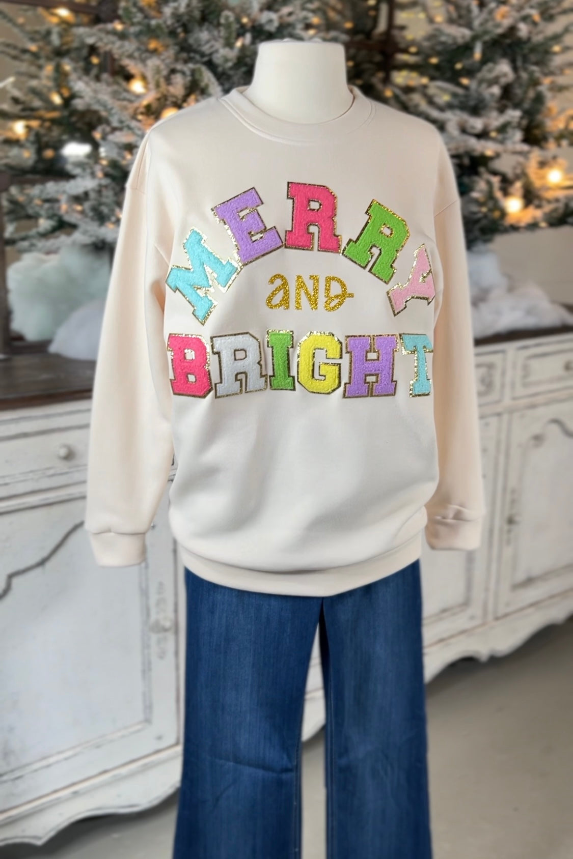 Merry And Bright Chenille Sweatshirt