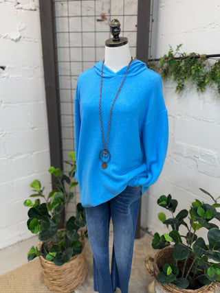 Fuzzy Wuzzy Hoodie Deep Sky Shirts & Tops Zenana