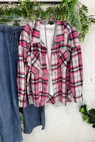 Raleigh Shacket Pink Mix Shacket Sage & Fig