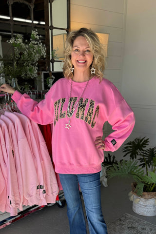 Lulu Mac Bubble Gum/Leopard Sweatshirt Lilly Girl