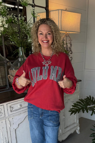 Lulu Mac Crimson/Houndstooth Sweatshirt Girlie Girl Originals