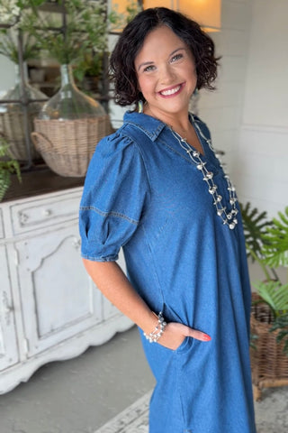 Lucinda Midi Dress Denim by Umgee