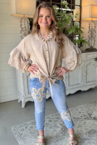 Spicy Lady Linen Top Natural Shirts & Tops Acqua & Limone