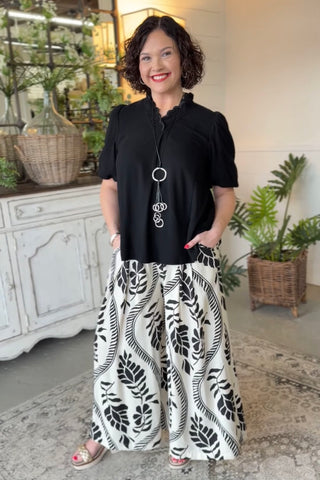 Chesapeake Pants Cream/Black by Umgee Pants Umgee