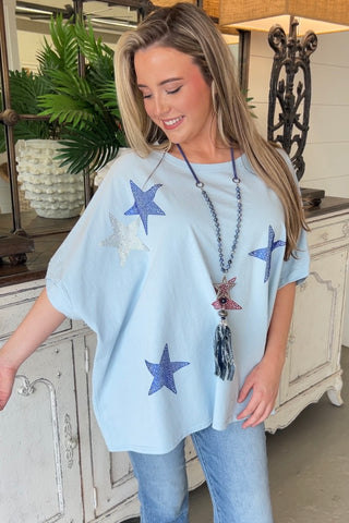 Star Bright Top Baby Blue Shirts & Tops Peach Love