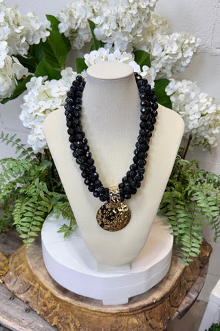 Bria Necklace Black/Gold Necklaces Wona Trading