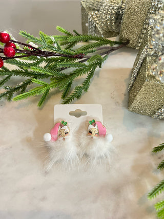 Fuzzy Santa Earrings Red Earrings SM Style