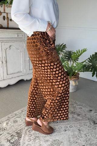Dreamy Dot Pants Brown by Umgee Pants Umgee