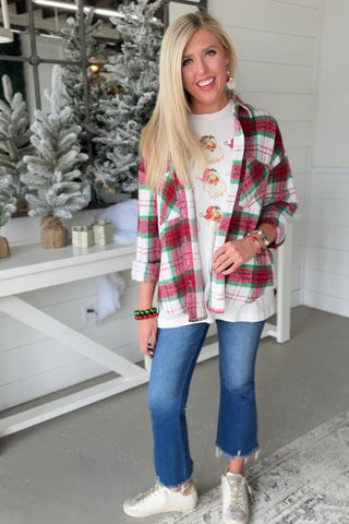 Sequoia Plaid Shacket Red/Green Shirts & Tops She + Sky