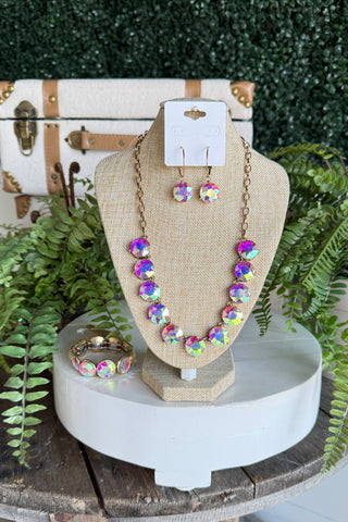 Bedazzled Necklace Gold AB Necklaces Accessories To Go