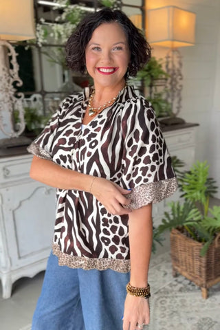 Hear Me Roar Top Brown by Umgee