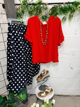 Carey Top Tomato Red Shirts & Tops Umgee