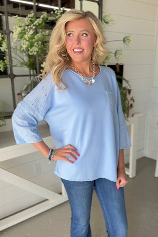 Vivie Light Blue Shirts & Tops MuMu/JY