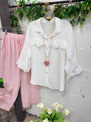 Linda Linen Top White Shirts & Tops Acqua & Limone