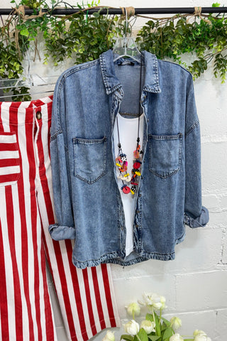 Go West Washed Chambray Shirts & Tops Blu Pepper