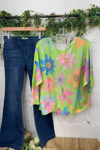Daisy Dreamin Lime/Multi sweater OHLALA