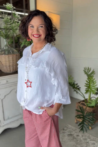 Linda Linen Top White