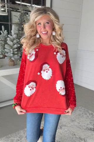 Blingy Fuzzy Santa Red Sweatshirt Bibi