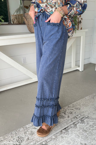 Frilled Ruffle Pants Denim Pants Mittoshop
