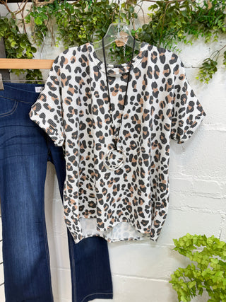 Cozy Kitty Taupe Leopard Shirts & Tops Heimish USA