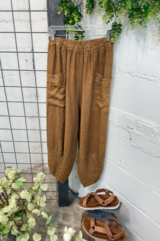 Santa Rosa Linen Pants Chocolate