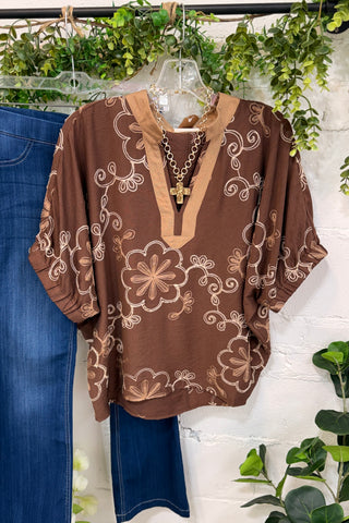 Saraland Top Brown by Umgee Shirts & Tops Umgee