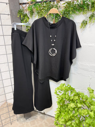 Debbie Pant Set Black Top & Pant Set Zenana
