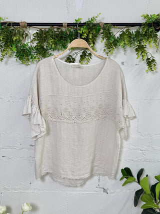 Show Me Linen Top Lt Taupe Shirts & Tops Miss Carla