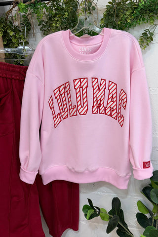 Lulu Mac Lt Pink/Candy Cane Sweatshirt Lilly Girl