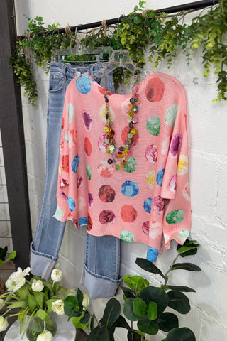 On the Dot Sweater Pink OHLALA