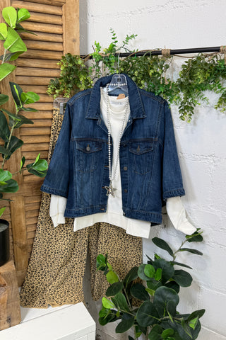 Tancy Cape Jacket Dark Denim by Risen Jeans Jacket Risen
