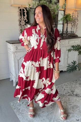 Tiana Long Dress Burgundy by Umgee