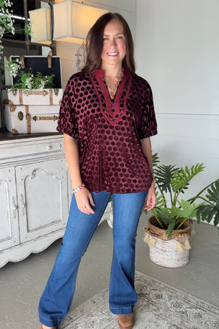 Manhattan Top Merlot by Umgee Shirts & Tops Umgee