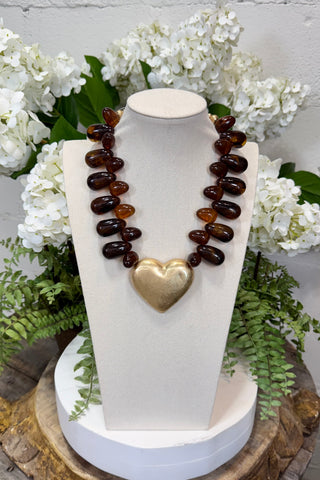 Pegs Necklace Brown/Gold Necklaces L & B Creations