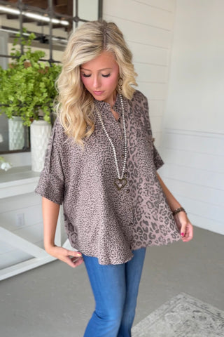 Ferah Mocha Leopard Shirts & Tops Davi & Dani