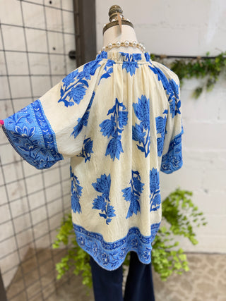 Maya Top Blue Mix by Umgee Shirts & Tops Umgee