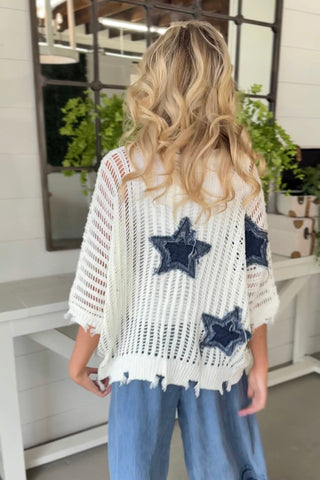Tattered Stars Off White sweater Mello