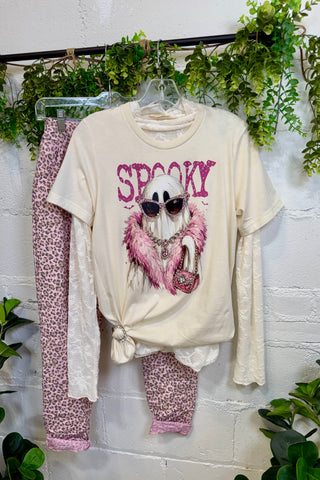 Spooky Ghost Blingy Tee Natural T Shirt The Crystal Ranch