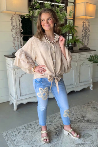 Spicy Lady Linen Top Natural Shirts & Tops Acqua & Limone