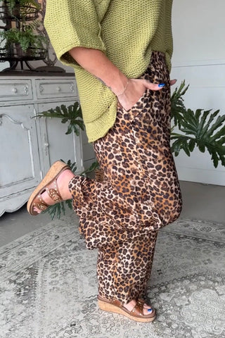 Cheetah Girl Pants Latte by Umgee Pants Umgee