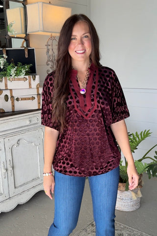 Manhattan Top Merlot by Umgee Shirts & Tops Umgee