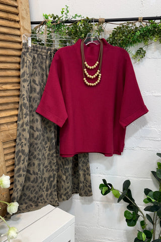Fowler Sweater Crimson by Umgee Sweater Umgee