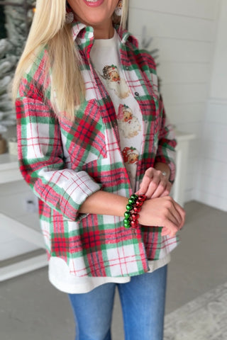 Sequoia Plaid Shacket Red/Green Shirts & Tops She + Sky