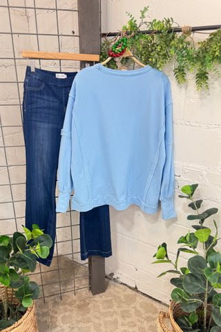 Christmas Roll Call Light Blue Sweatshirt Fantastic Fawn