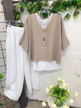 Destin Top Taupe Shirts & Tops YOLLY