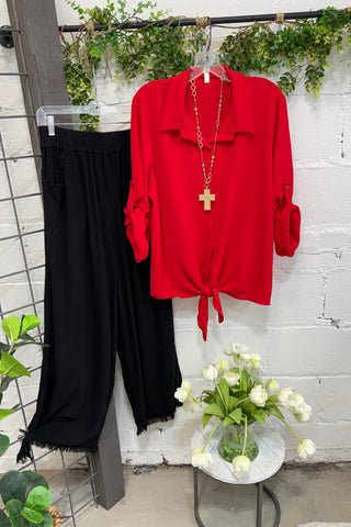 Laney Top Red Shirts & Tops Giada Fashion