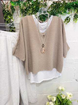 Destin Top Taupe Shirts & Tops YOLLY