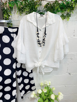 Spicy Lady Linen Top White Shirts & Tops Acqua & Limone