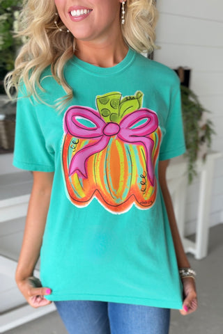 Pink Ribbon Pumpkin Tee Green Shirts & Tops Baxter & Me