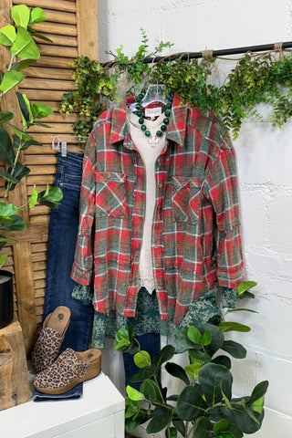 Belinda Shacket Red/Green Shacket Oli & Hali